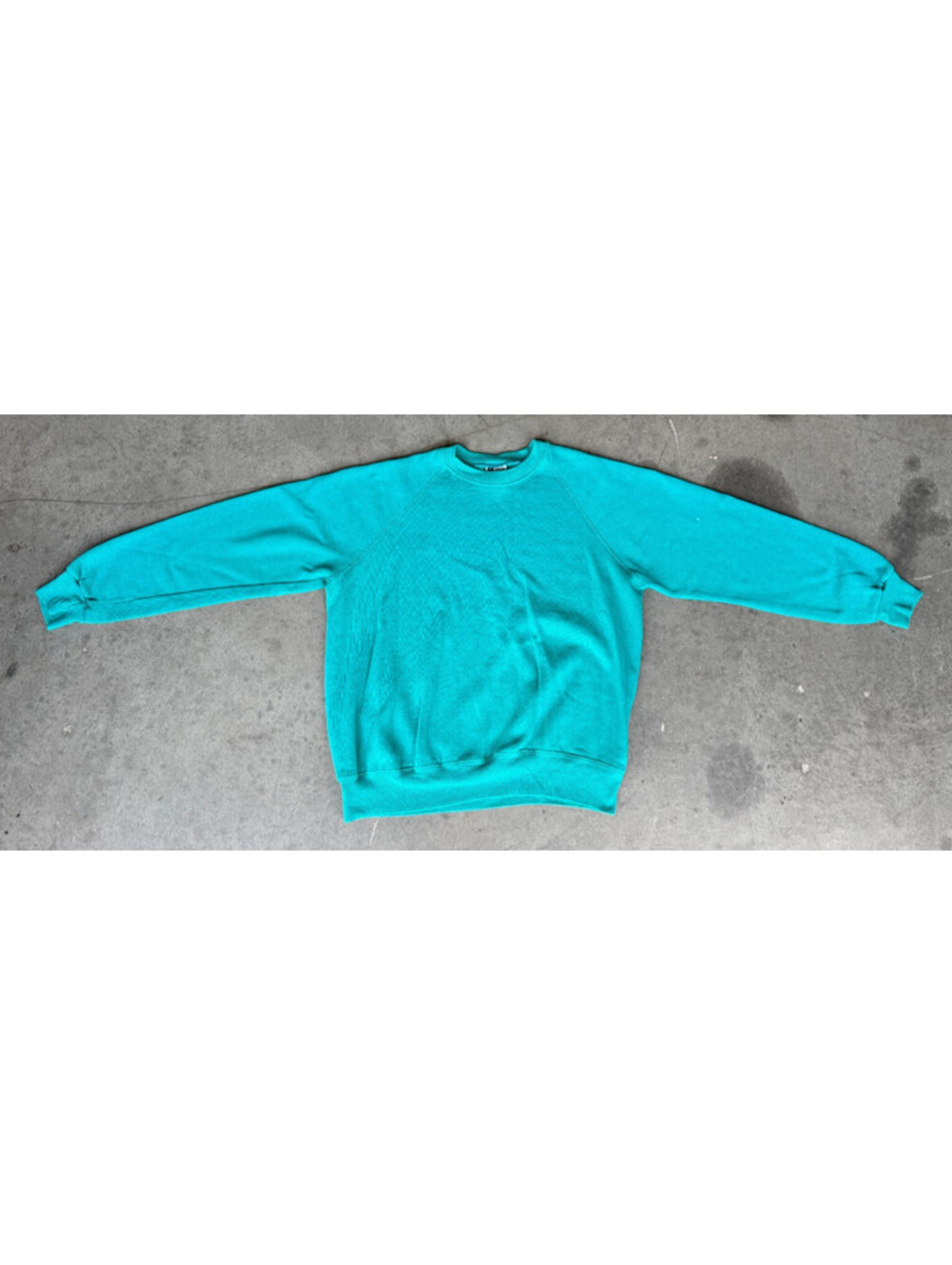 VTG Mens Sz Large LEE Sturdy Sweats Teal Crewneck Pullover Sweater - Minor Flaw